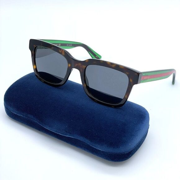 NEW GUCCI GG0001SN 003 Havana Colorful Gray Square Unisex Sunglasses - Picture 2 of 13